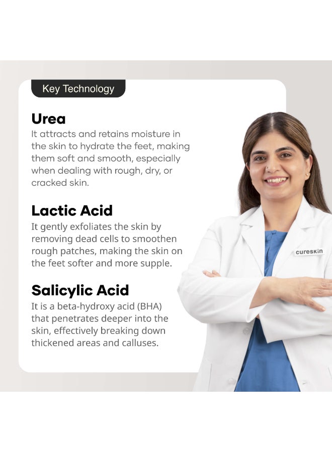 Cureskin كريم العناية بالقدمين للكعوب المتشققة | يصلح، ينعّم، ويقشر | كريم للقدمين للنساء والرجال، 50 جرام (عبوة واحدة) - Image 4